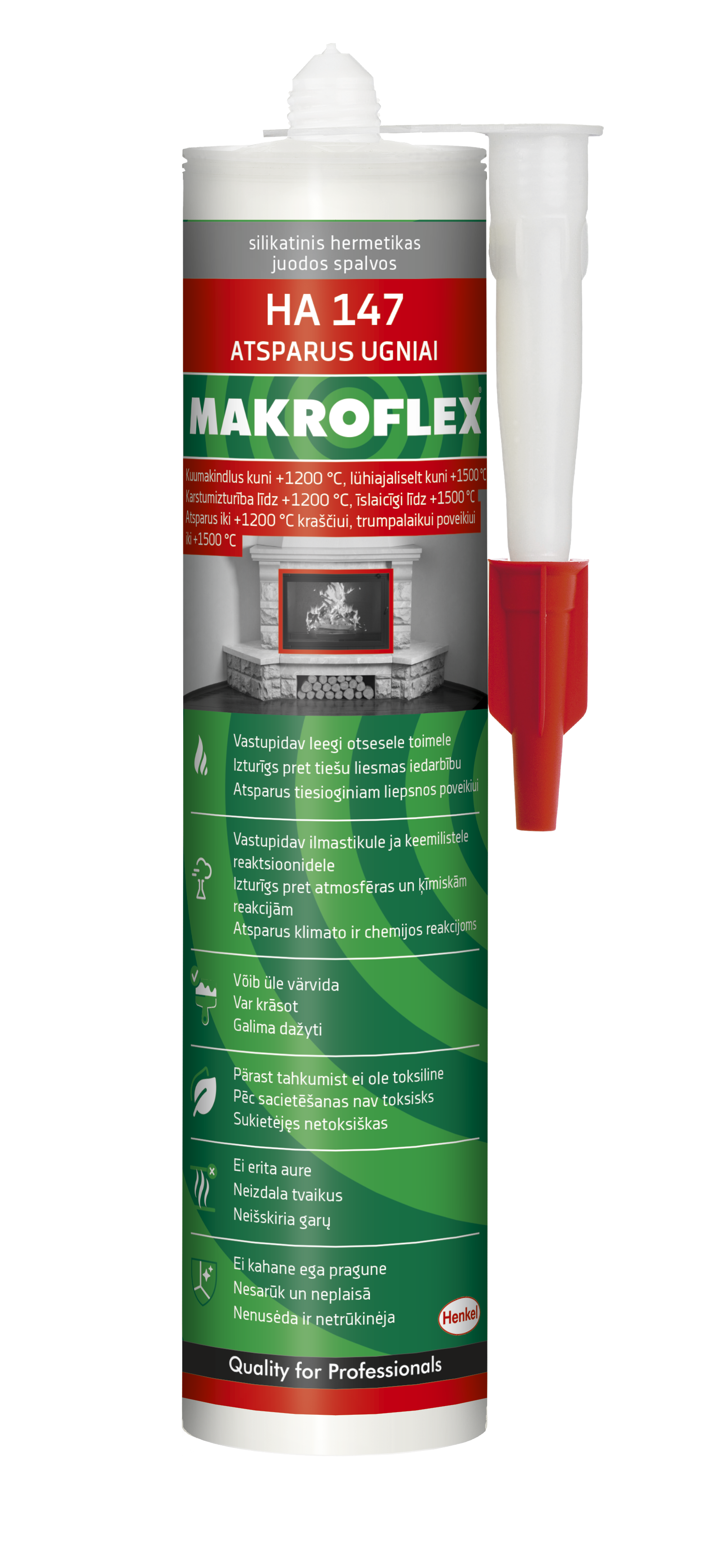 Hermetikas ugniai atsparus MAKROFLEX HA147, 300ml