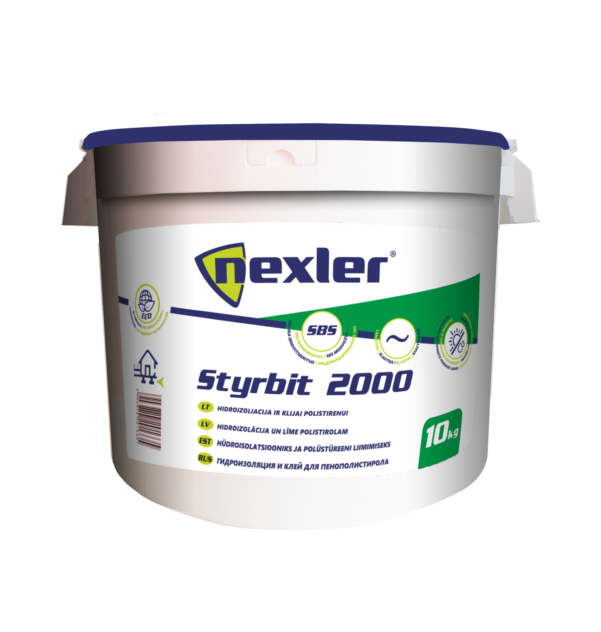 Bitumo - kaučiuko mastika Nexler Styrbit 2000 10kg, vandens pagrindu