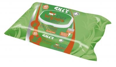 GILL&apos;S Servetėlės Augintiniams Su Chlorheksidinu Ir Aloe Vera, 40vnt
