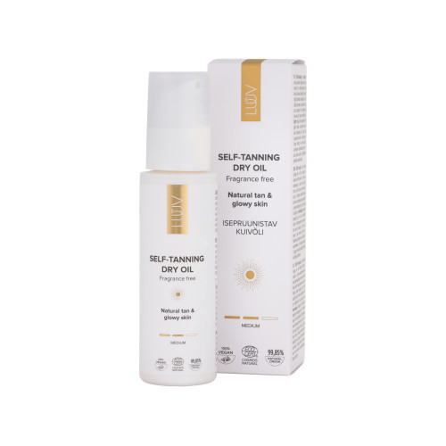 Luuv Self-Tanning Dry Oil Medium Vidutinio tamsumo sausas savaiminio įdegio aliejus, 100g