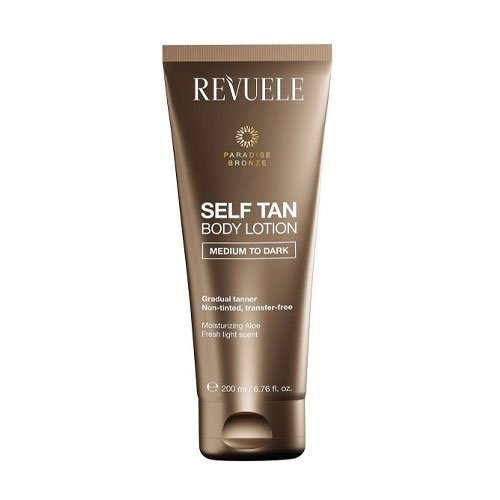 Savaiminio įdegio kūno losjonas REVUELE SELF TAN MEDIUM TO DARK, 200 ml