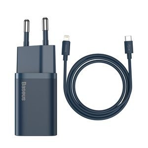 "Baseus Super Si" greitasis įkroviklis 1C 20W su USB-C laidu "Lightning" 1 m (mėlynas)