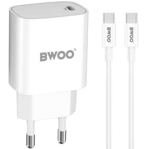 BWOO CDA159 Sieninis įkroviklis C tipo 20W PD + C tipo laidas 1 m