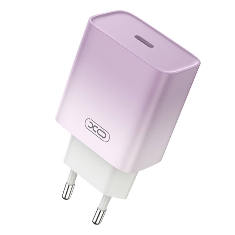 "XO CE18" tinklo įkroviklis, USB-C, PD30W (violetinės spalvos)