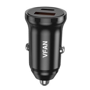 "Vipfan C03" automobilinis įkroviklis, USB + USB-C, 20 W, PD + QC 3.0 (juodas)