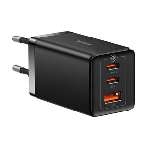 "Baseus GaN5 Pro" sieninis įkroviklis 2xUSB-C + USB, 65W (juodas)