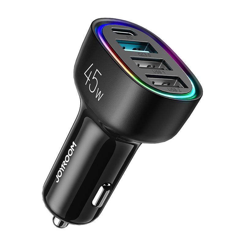 Automobilinis įkroviklis "Joyroom JR-CL09", 4 prievadai, 1x USB-C PD, 1x QC3.0 USB, 2x USB (juodas)