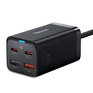 "Baseus" greitasis įkroviklis "GaN3 Pro", 2x USB-C, 2x USB, 65 W (juodas)