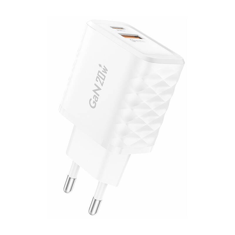 Foneng EU56 1xUSB-A, 1xUSB-C, 20W tinklo įkroviklis (baltas)