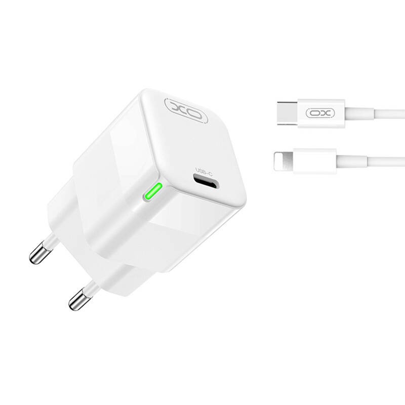 "XO CE06" tinklo įkroviklis, 30 W, USB-C su "Lightning" laidu