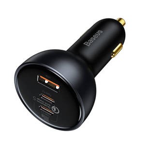 "Baseus Qualcomm" automobilinis įkroviklis, USB, 2x USB-C, 160 W (pilkas)