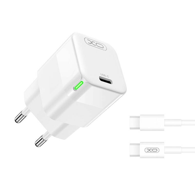 XO CE06 tinklo įkroviklis, 30 W, USB-C, su USB-C kabeliu