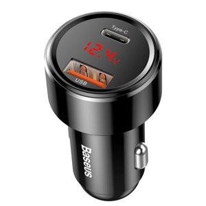 "Baseus Magic" automobilinis įkroviklis USB + USB-C QC 4.0 PD 45W (juodas)