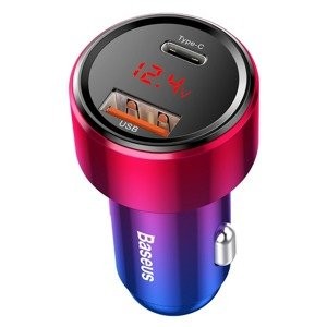 "Baseus Magic" automobilinis įkroviklis USB + USB-C QC 4.0 PD 45W (raudona + mėlyna)