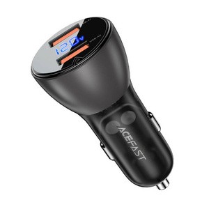 Automobilinis įkroviklis Acefast B7, 45 W, 2x USB, su ekranu (juodas)