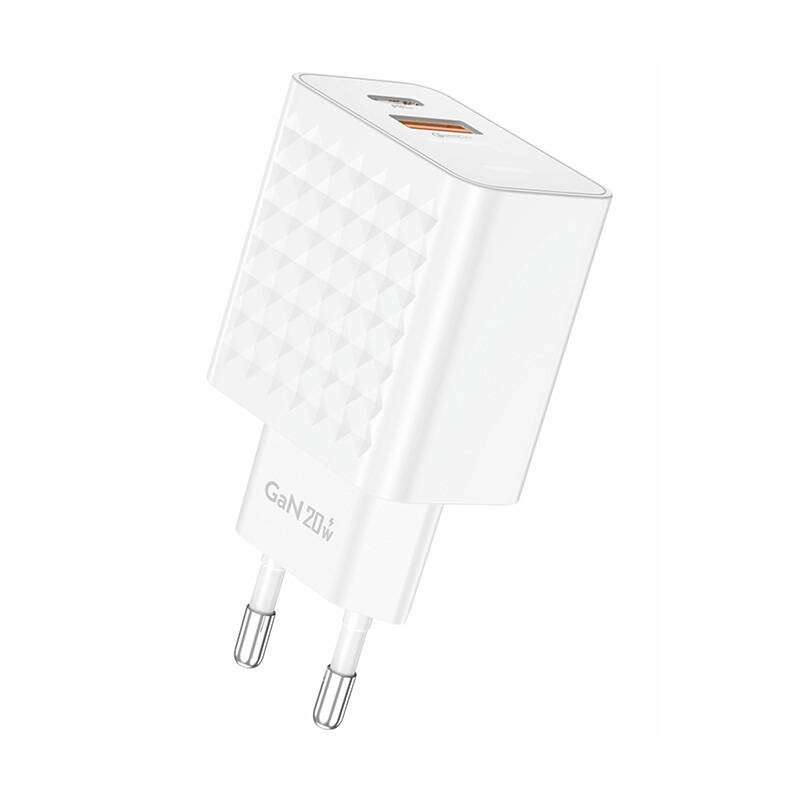 Foneng EU42 USB-C+USB-A 20W tinklo įkroviklis (baltas)