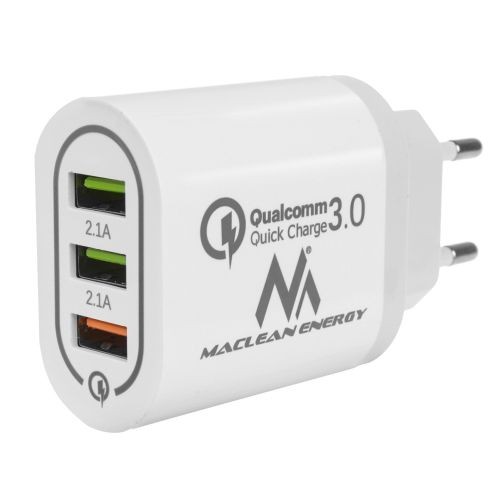 "Maclean Energy" MCE479W 3xUSB įkroviklis QC 3.0