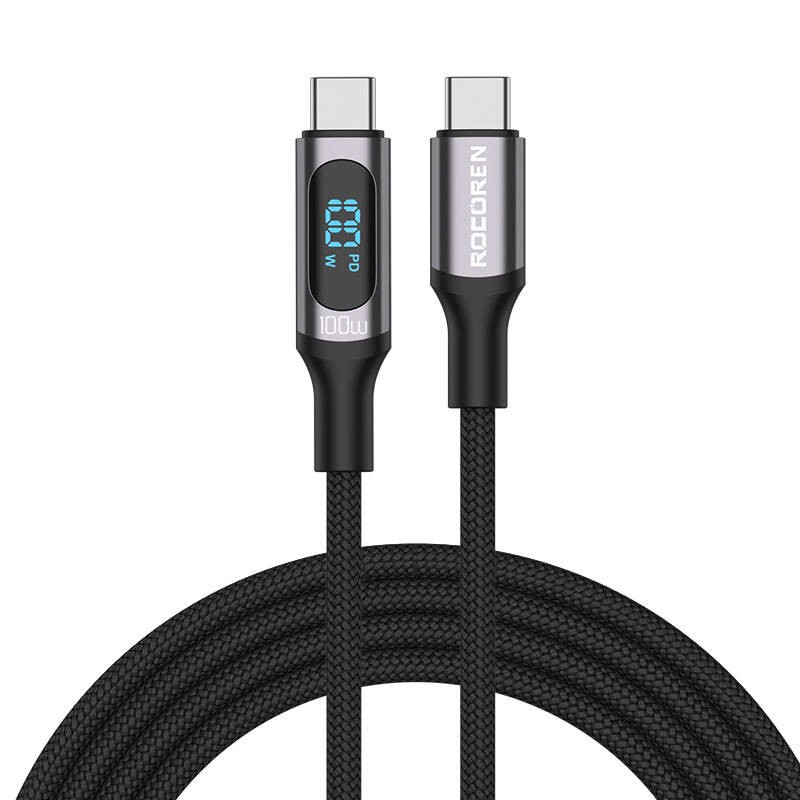 Greitojo įkrovimo laidas "Rocoren Digital" USB-C į USB-C, PD, 1 m (pilkas)