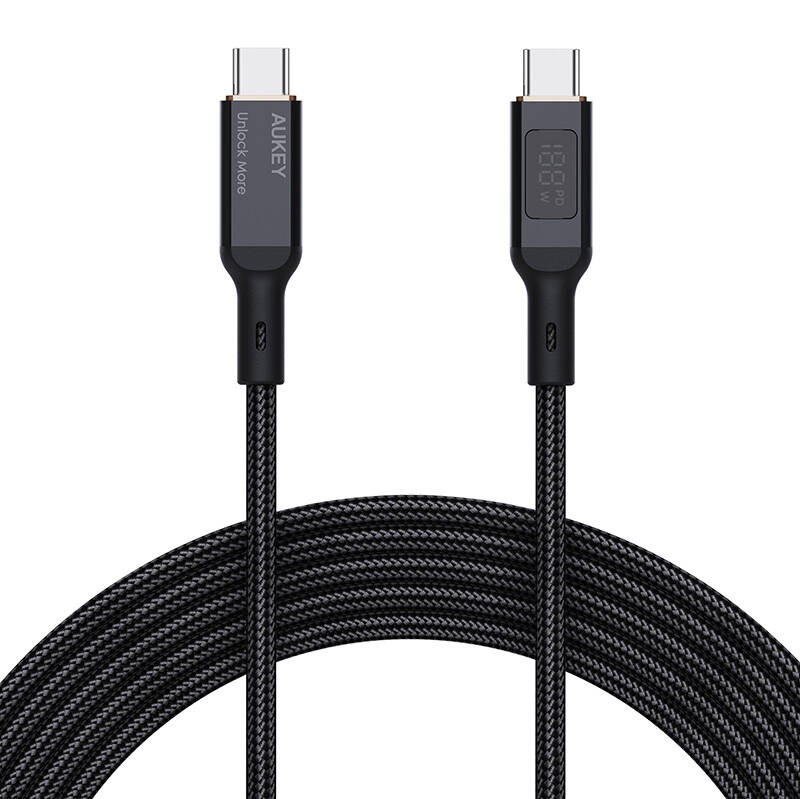 USB-C į USB-C kabelis "Aukey CB-MCC101", 100 W, 1 m (juodas)