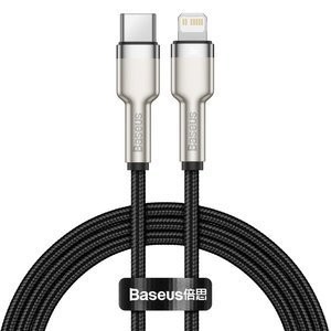 USB-C laidas "Lightning Baseus Cafule", PD, 20 W, 1 m (juodas)