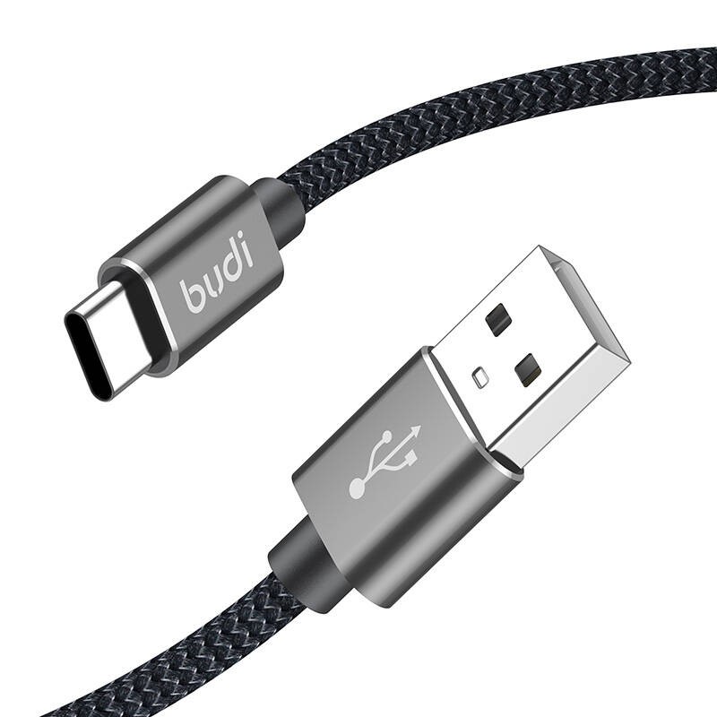 USB-A į USB-C Budi 206T/2M 2.4A 2 m kabelis (juodas)