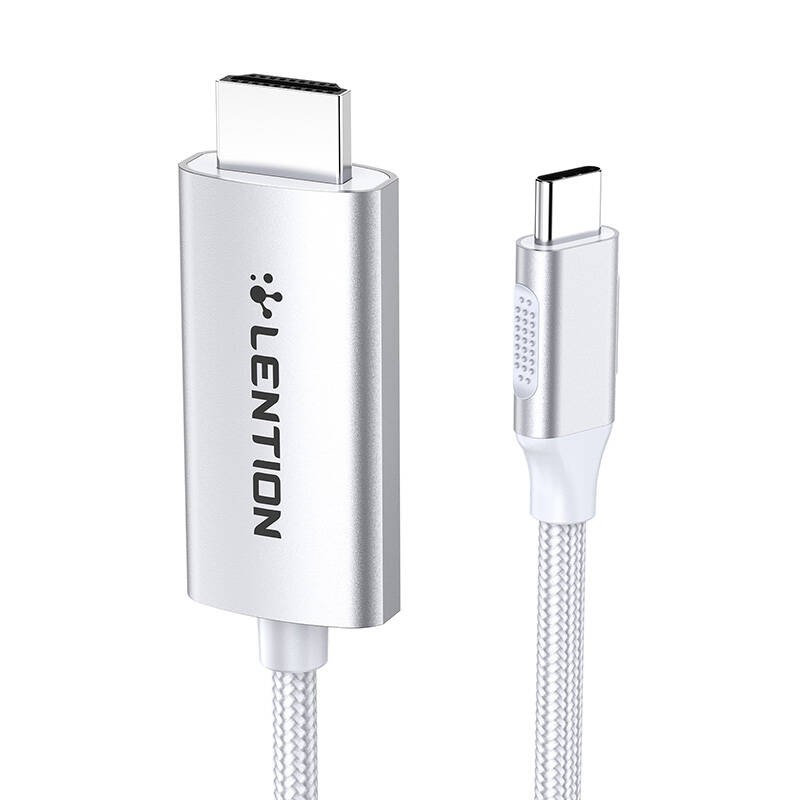 "Lention" USB-C ir 4K60Hz HDMI kabelis, 3 m (sidabrinis)