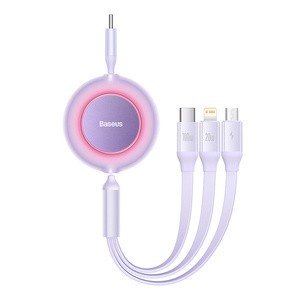 "Baseus Bright Mirror 4", USB-C "3-in-1" kabelis, skirtas "micro USB" / USB-C / "Lightning" 100 W / 3,5 A 1,1 m (violetinės spal