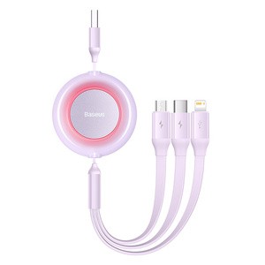 "Baseus Bright Mirror 2", "3-in-1" USB 3-in-1 kabelis, skirtas micro USB / USB-C / "Lightning" 3,5 A 1,1 m (violetinės spalvos)