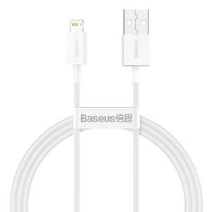 "Baseus Superior" serijos USB ir "Lightning" kabelis, 2,4 A, 1 m (baltas)