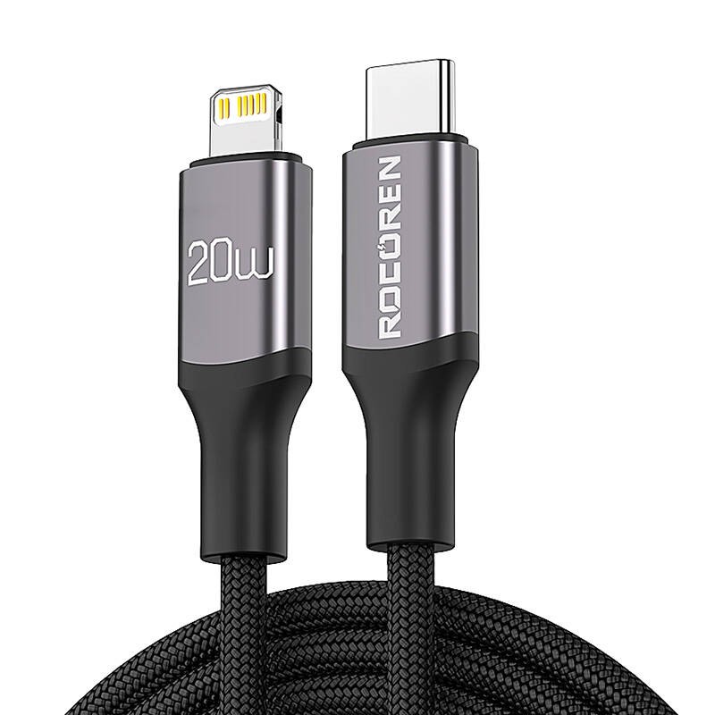 Greitojo įkrovimo laidas "Rocoren" USB-C-Lightning Retro serijos 1 m (pilkas)