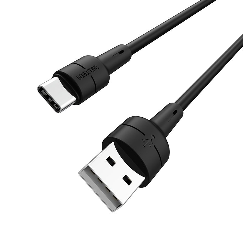 USB kabelis Borofone BX30 Type-C 1.0m silikoninis, juodas