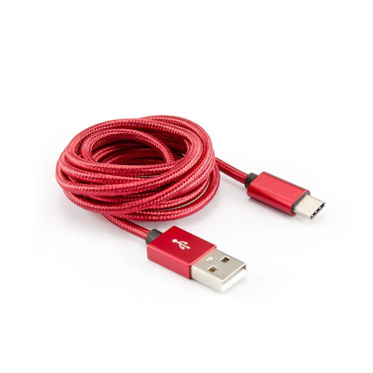 Sbox USB->Type-C M/M 1.5m CTYPE-1.5R strawberry red