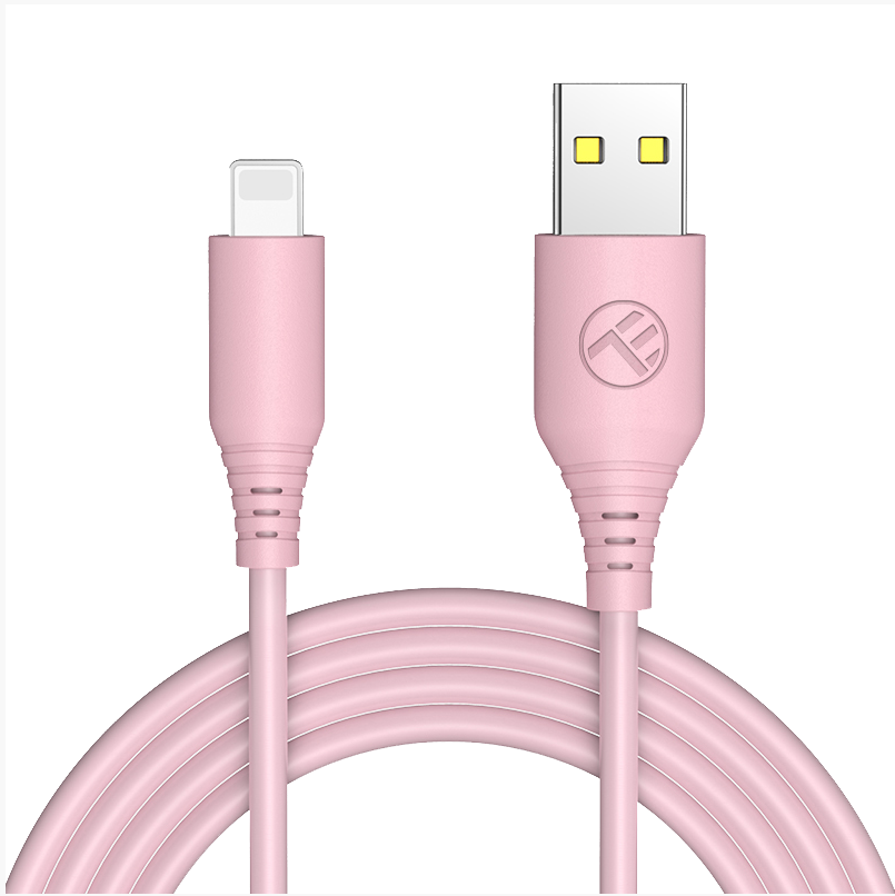 Mob.telefono kabelis Tellur Silicone USB to Lightning 3A,1m pink