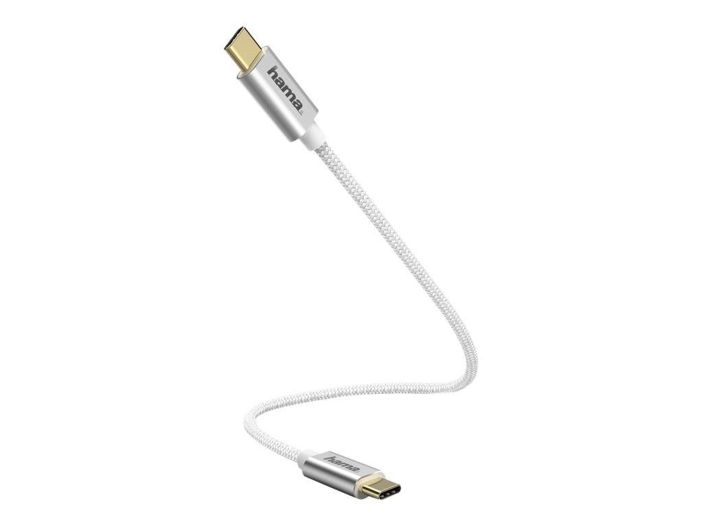 Hama 00183332 Charging/Data Cable, USB Type-C - USB Type-C 0.2m White