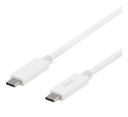 Kabelis DELTACO USB-C - USB-C, 5Gbit / s, 5A, 1M, baltas / USBC-1502M