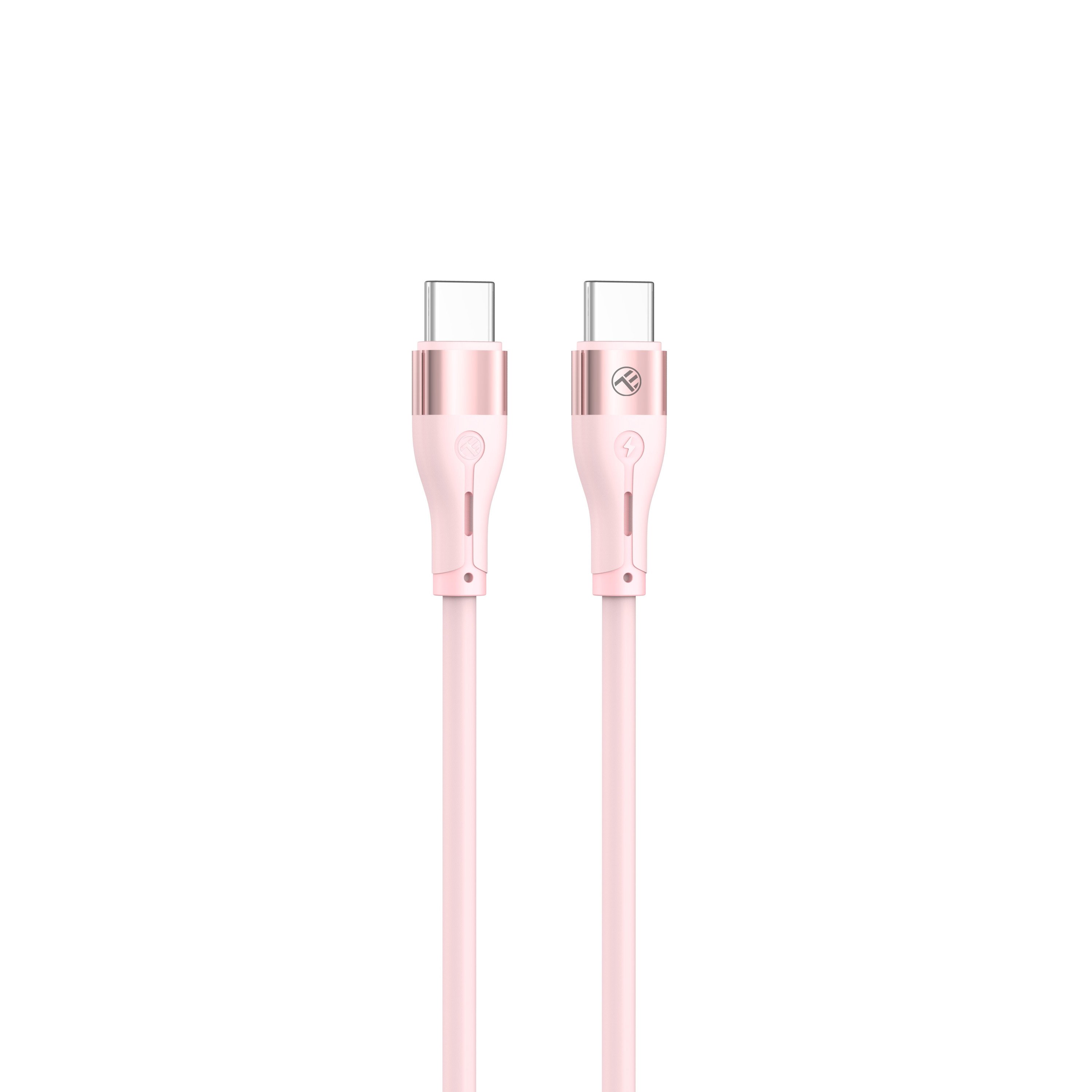 Tellur Silicone Type-C to Type-C cable PD60W 1m pink