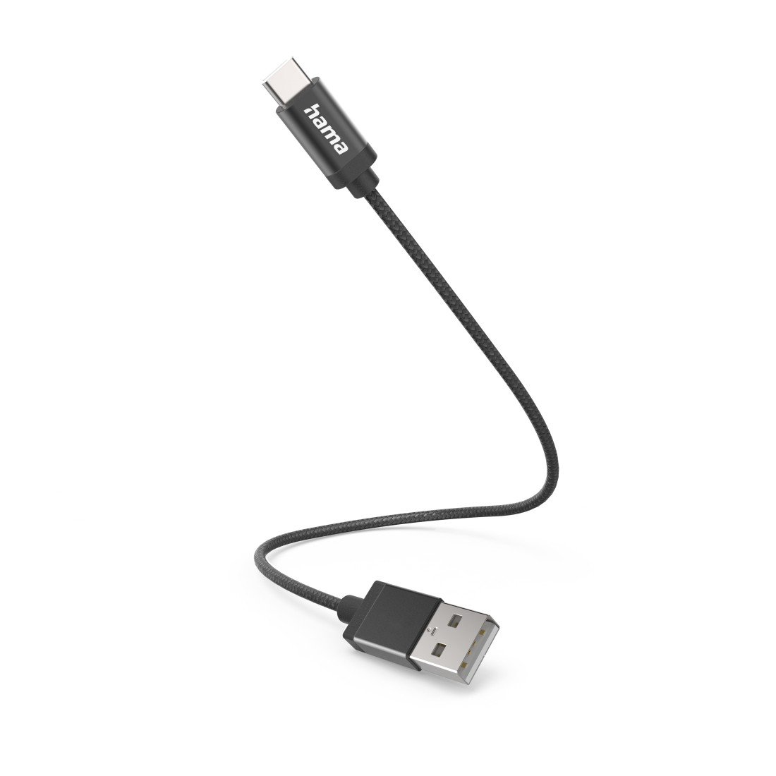 Hama 00201600 Charging Cable, USB-A - USB-C 0.2m Nylon black