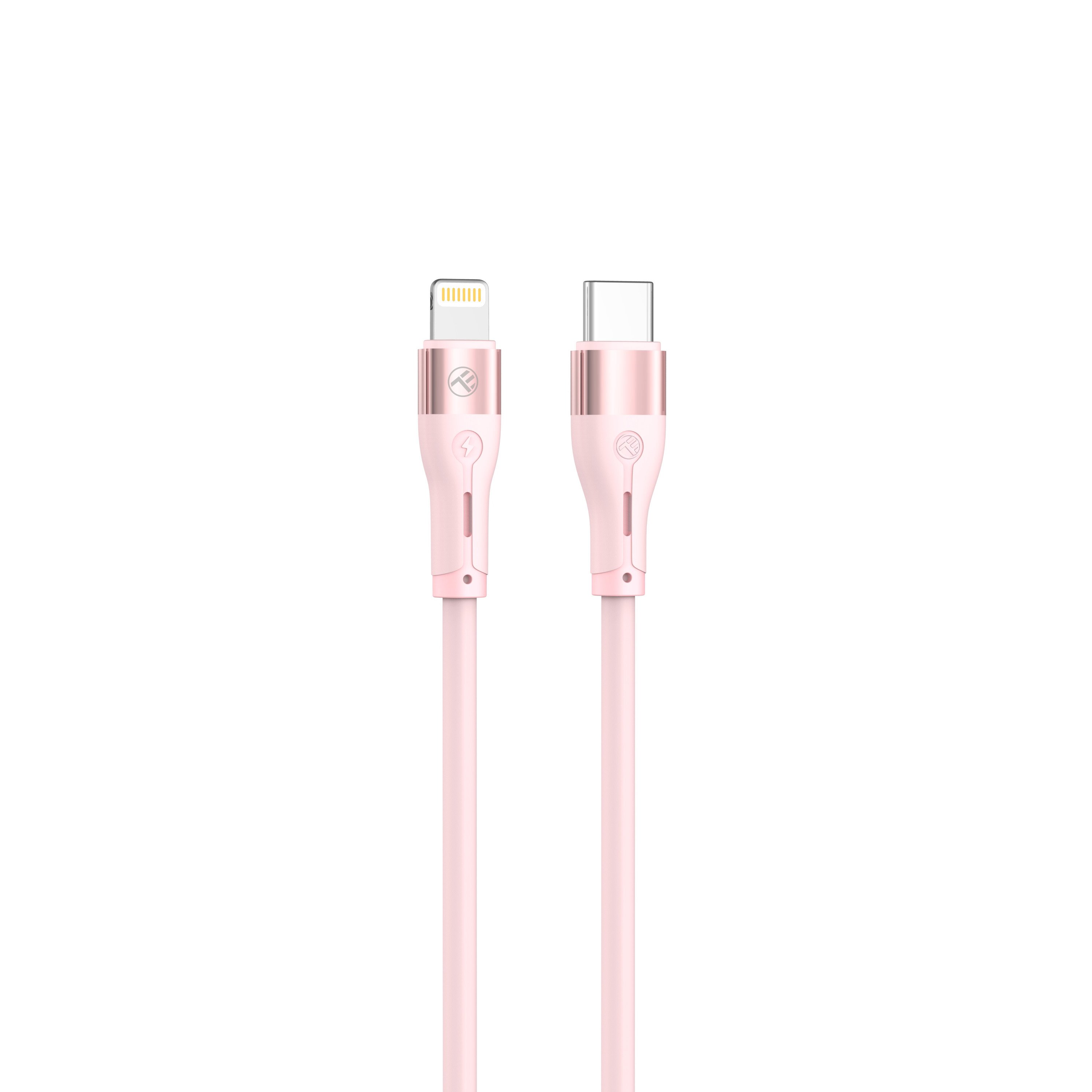 Tellur Silicone Type-C to Lightning cable PD30W 1m pink