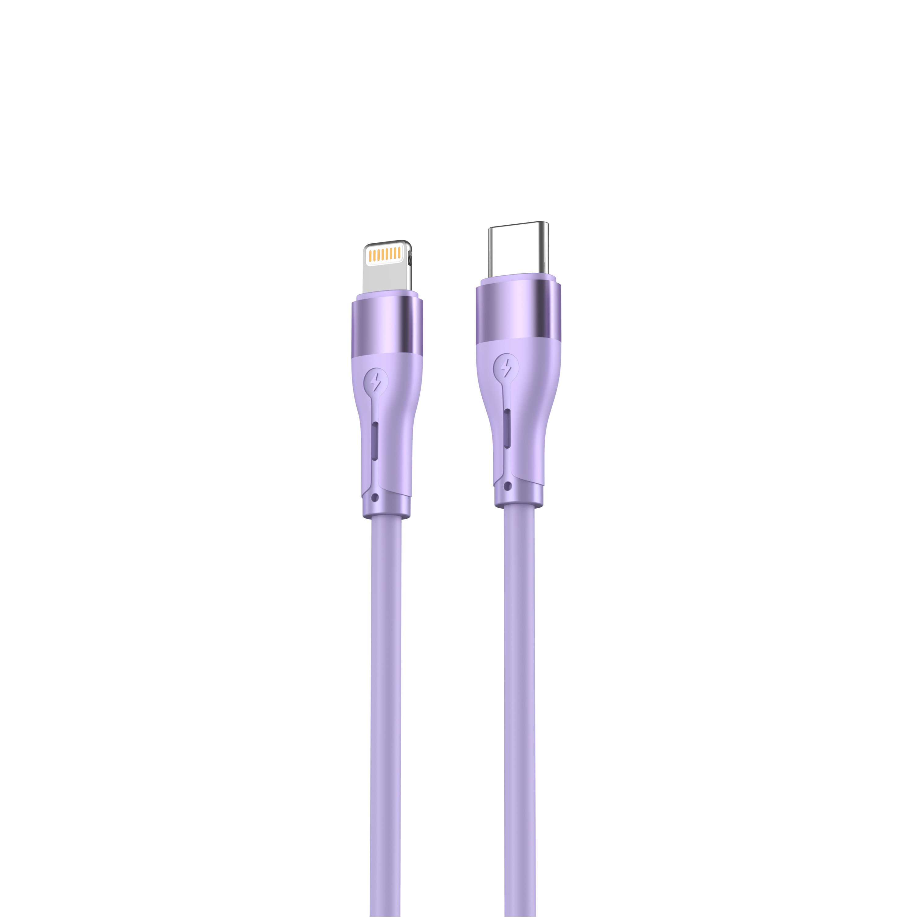 Tellur Silicone Type-C to Lightning cable PD30W 1m purple