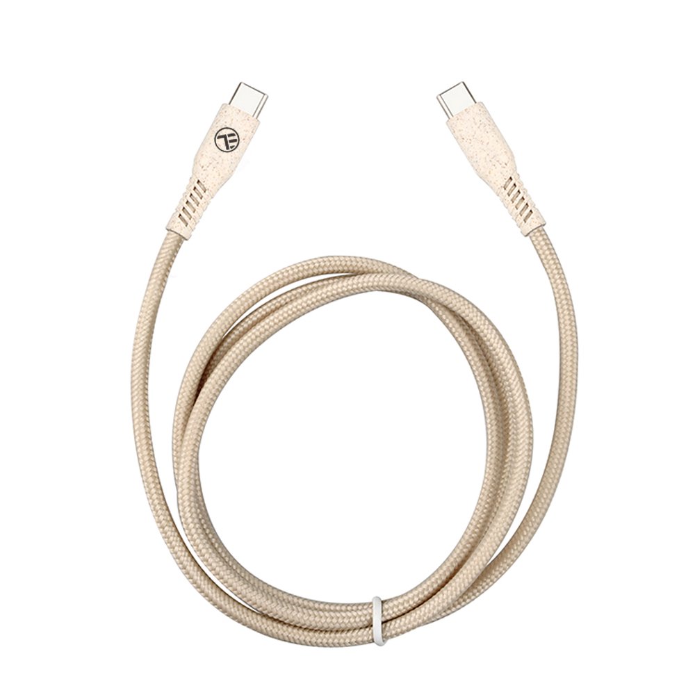 Mob. telefono kabelis Tellur Green Data Cable Type-C to Type-C 3A PD60W 1m nylon cream