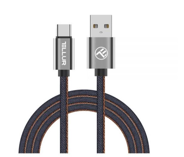 Kabelis Tellur USB to Type-C, 1m denim