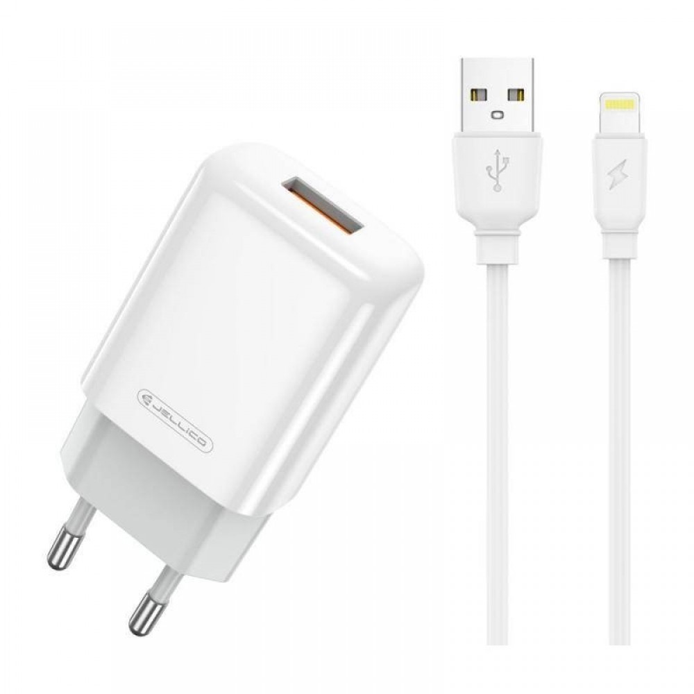 Pakrovėjas-įkroviklis buitinis Jellico EU01 2.4A USB + Lightning baltas