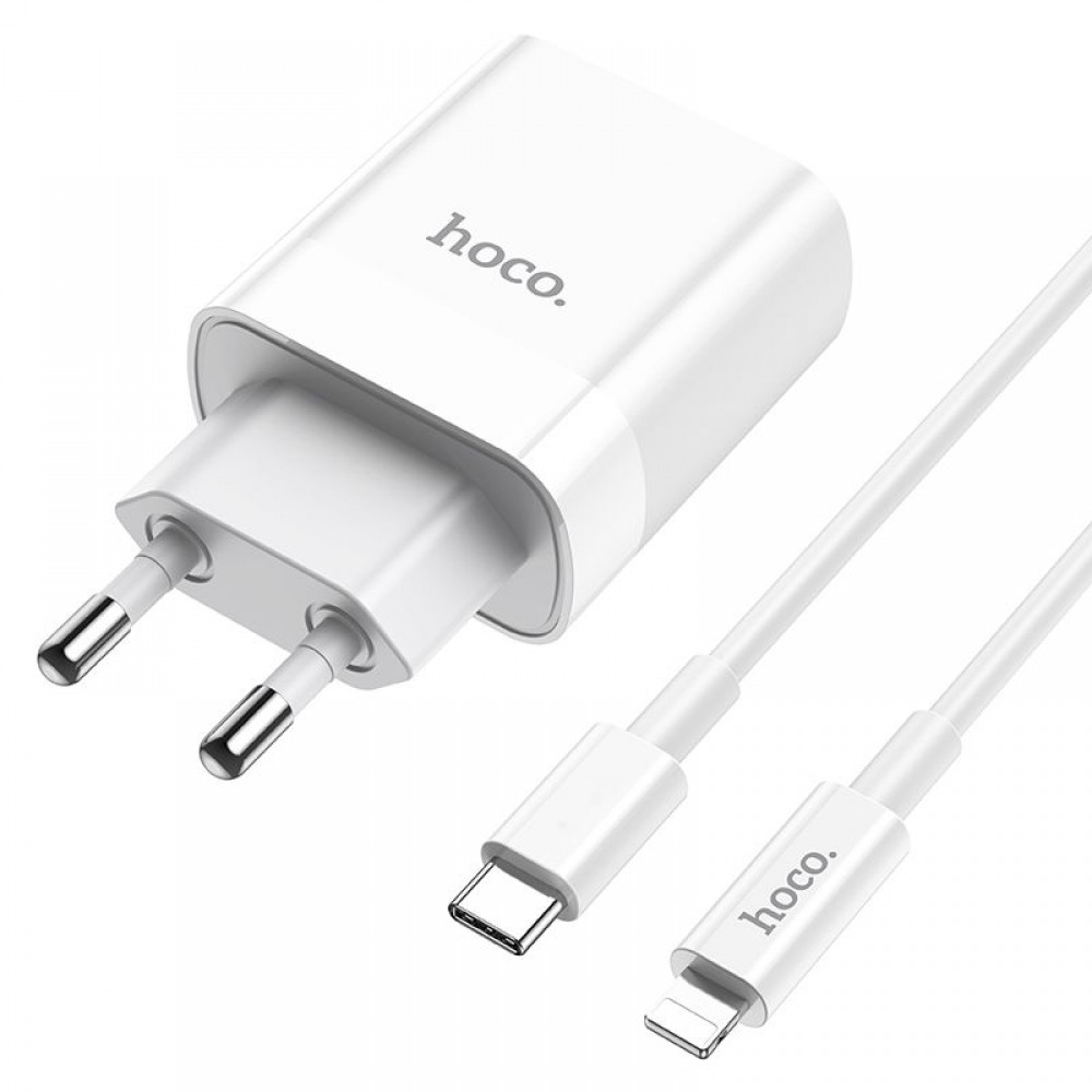 Pakrovėjas-įkroviklis buitinis "Hoco C80A Network Charger PD20W/QC3.0 + Lightning Cable"