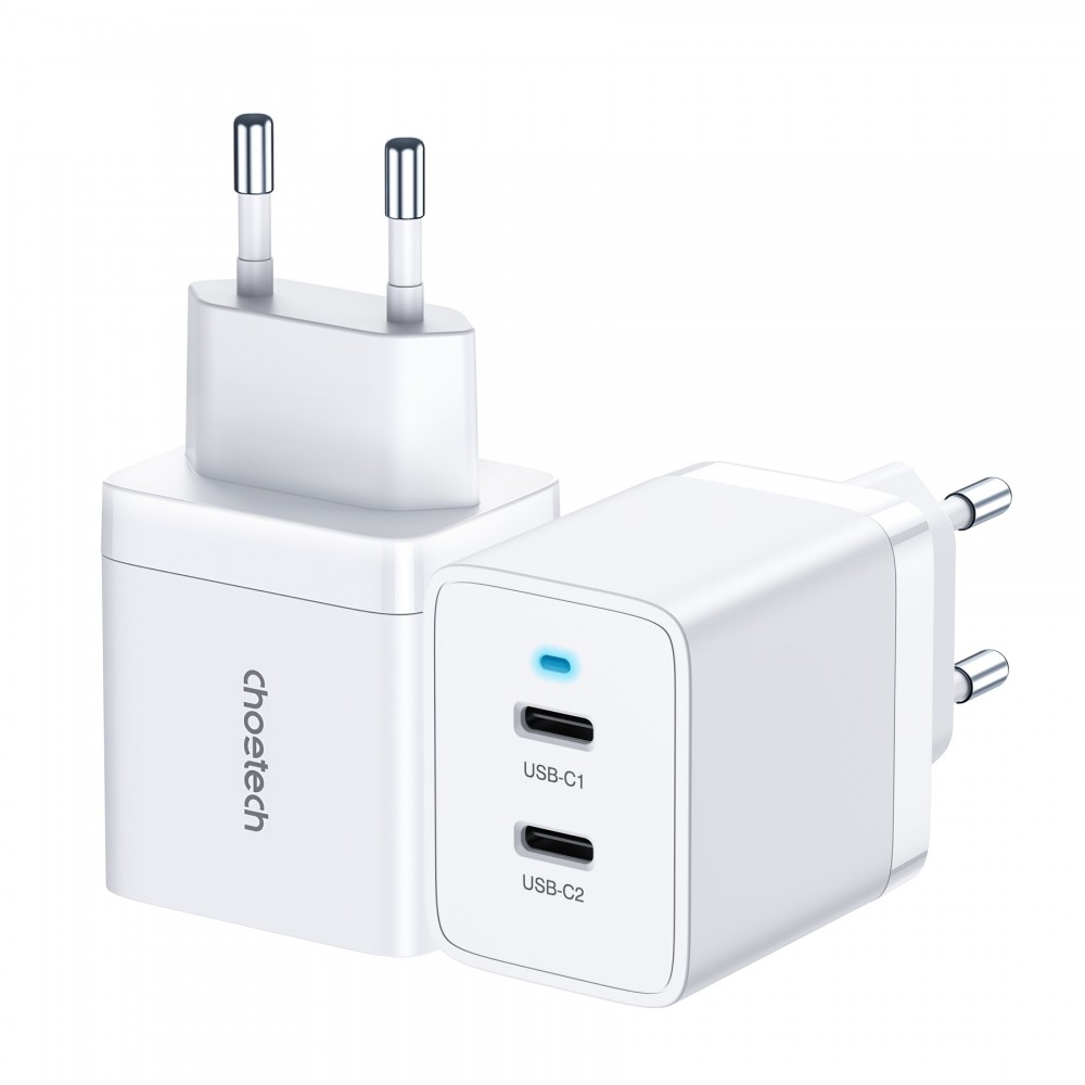 Pakrovėjas-Įkroviklis Choetech Q5006 2xUSB-C PD40W baltas