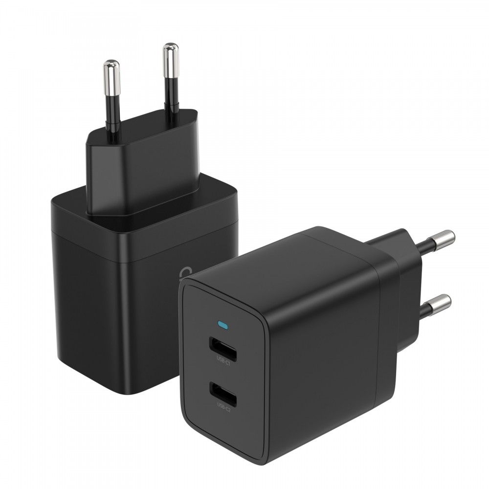 Pakrovėjas-Įkroviklis Choetech Q5006 2xUSB-C PD40W juodas