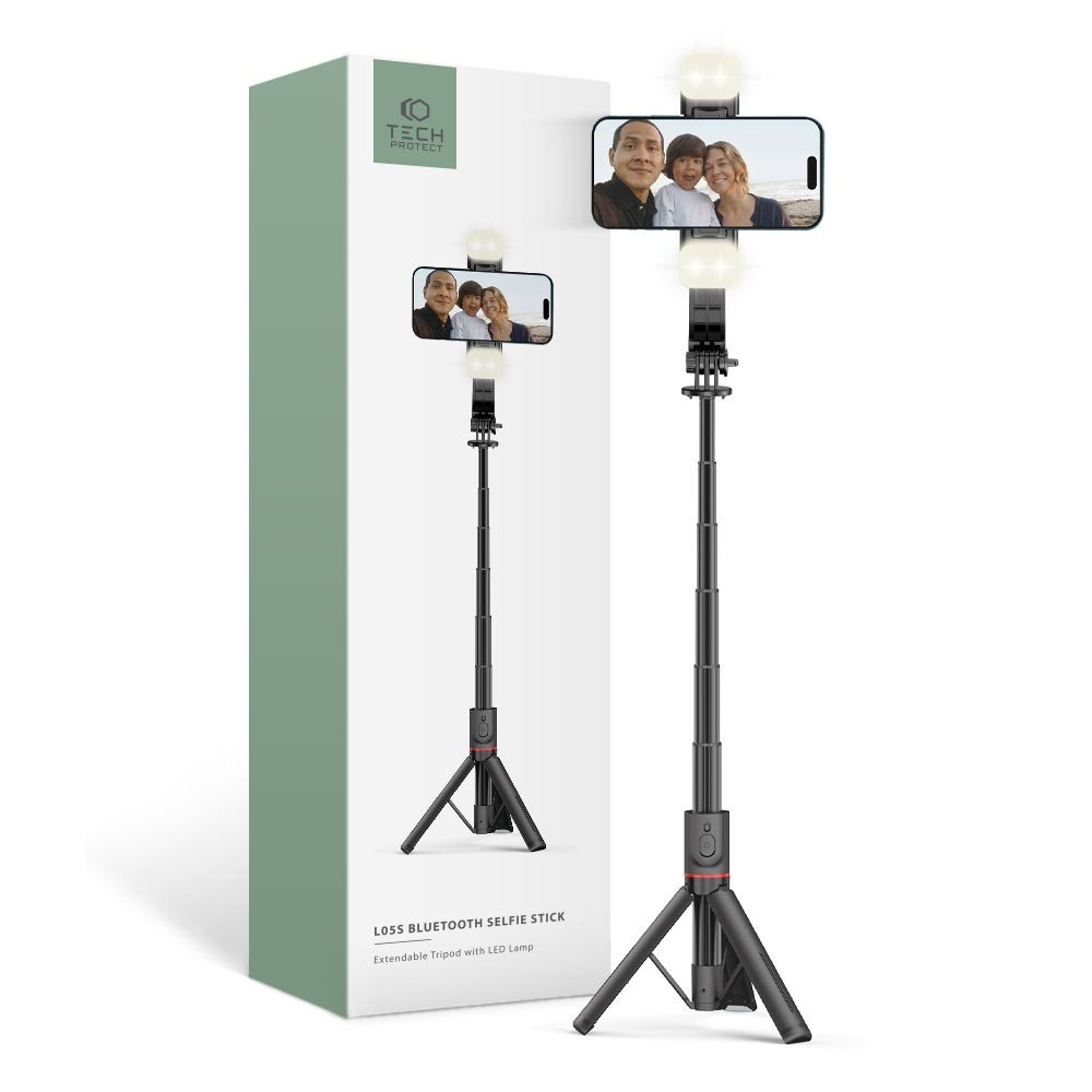 Asmenukių lazda "Tech-Protect L05S Wireless Selfie Stick Tripod & Led Light"