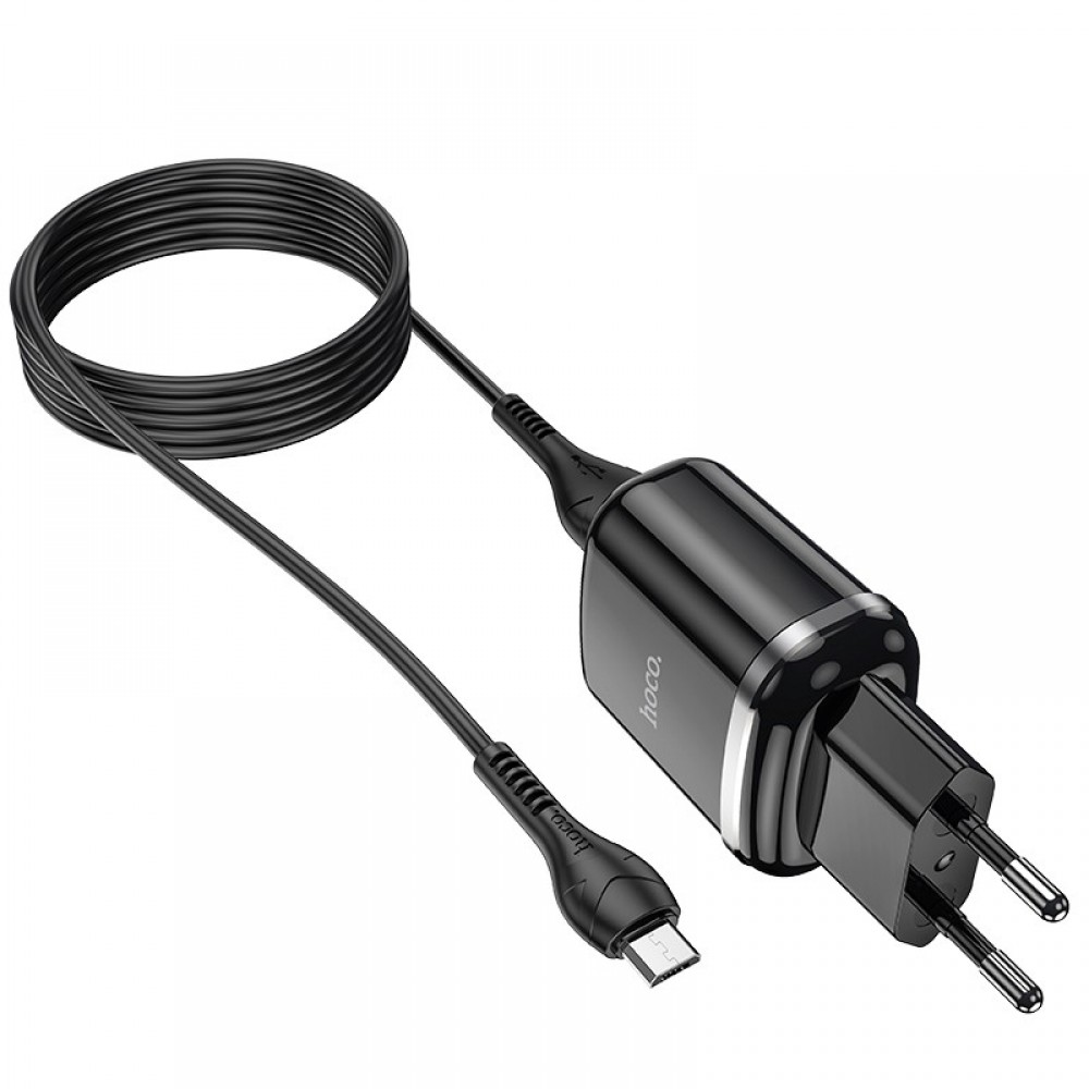 Pakrovėjas-įkroviklis buitinis Hoco N4 + microUSB (2.4A) juodas