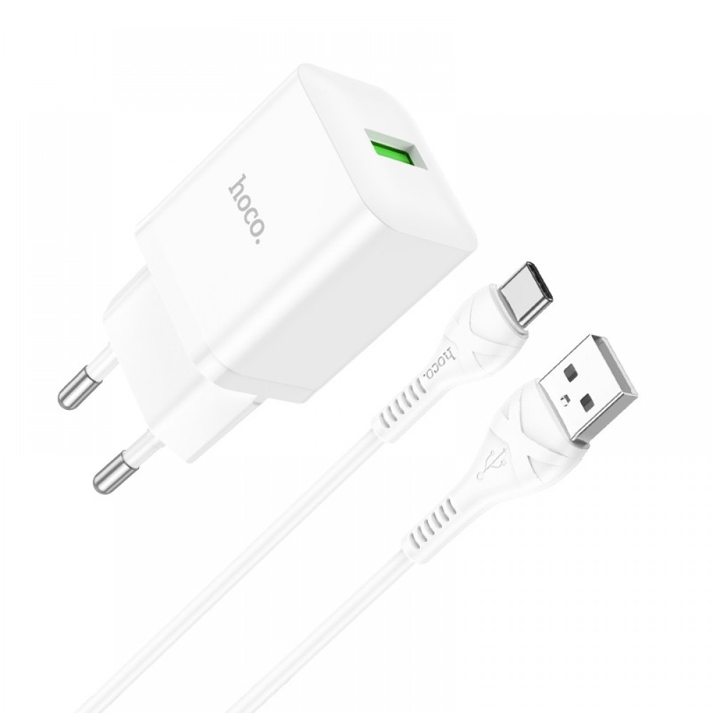 Pakrovėjas-įkroviklis buitinis Hoco N26 USB-A Quick Charge 3.0 18W + Type-C baltas