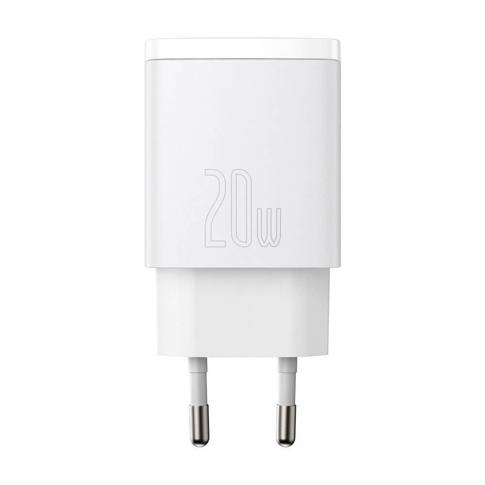 Pakrovėjas-įkroviklis buitinis Baseus USB + Type-C 20W baltas CCXJ-B02