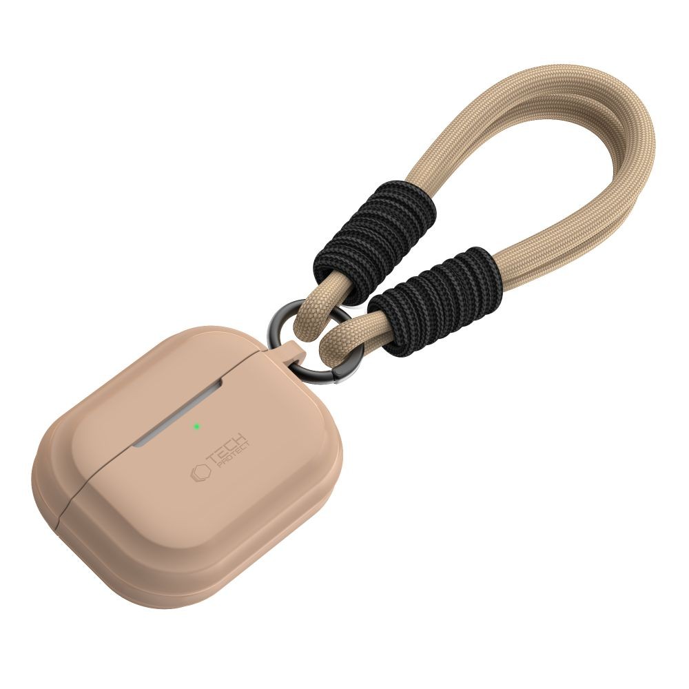 Kreminės spalvos dėklas "Tech-Protect Silicone Rope" skirtas Apple Airpods Pro 1 / 2